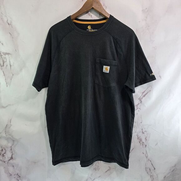 Carhartt T Shirt Mens Large Black Pocket Relaxed Fit Tee Short Sleeve Raglan Mid - Picture 1 of 11